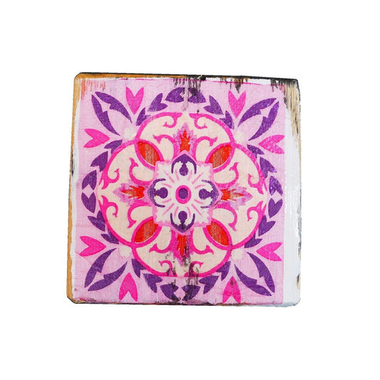 Untersetzer Old Dutch Fliese rosa, 4er-Set 9 x 9 cm