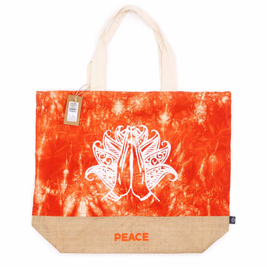 Stonewash-Rucksack – Namaste-Hand – orange