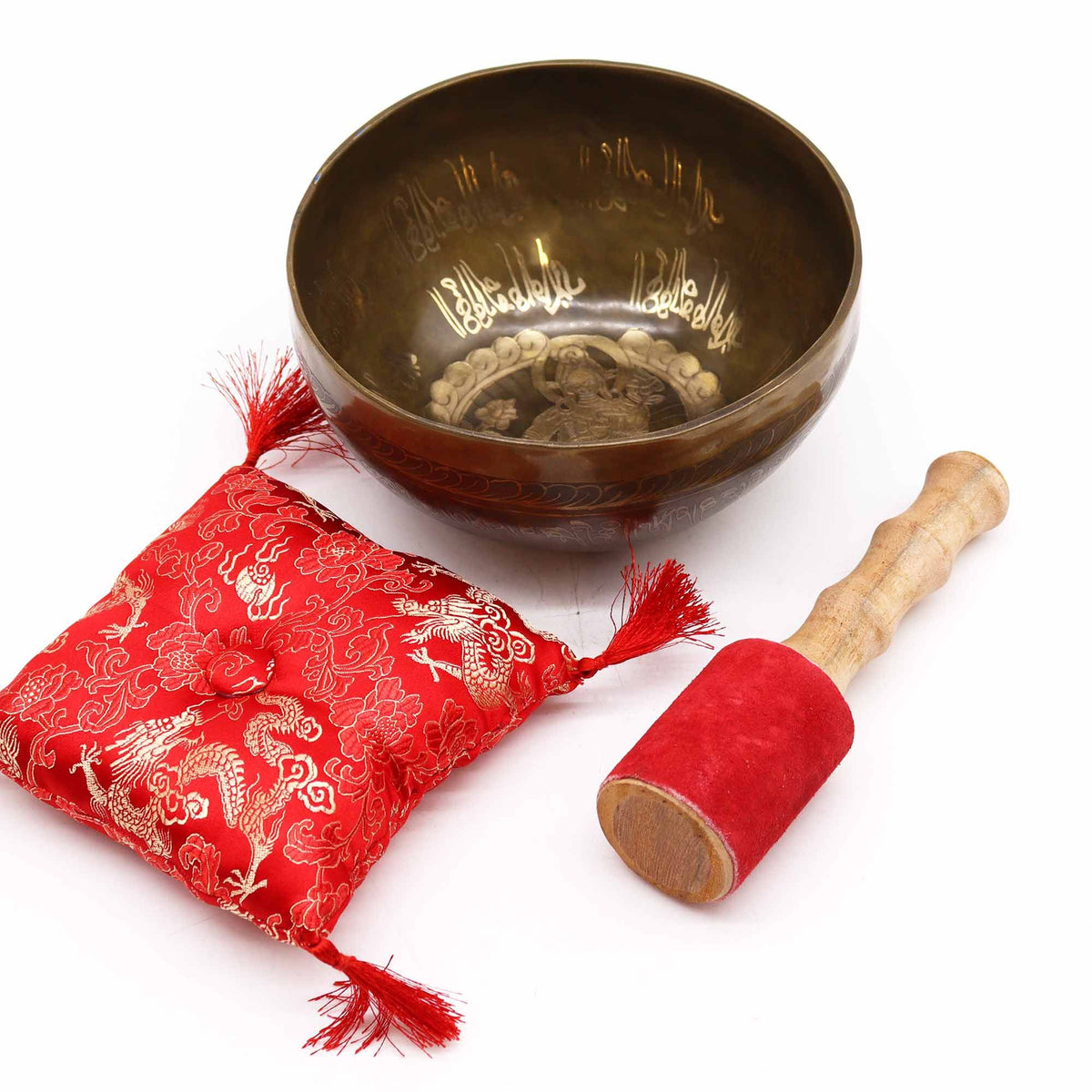 Klangschalen-Set – Messing Goldene Tara – 19 cm
