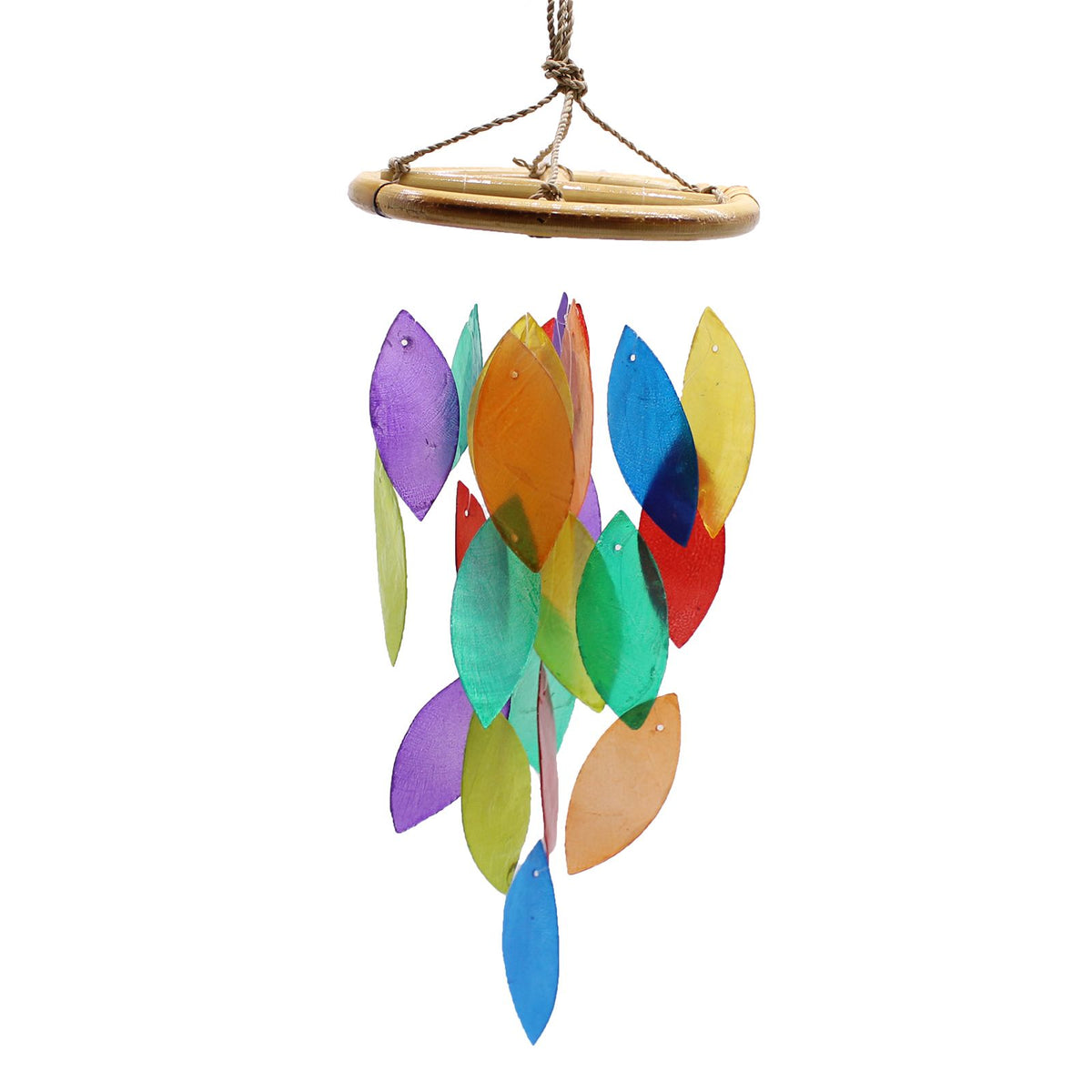 Windspiel Capiz – Regenbogenblätter & Bambus