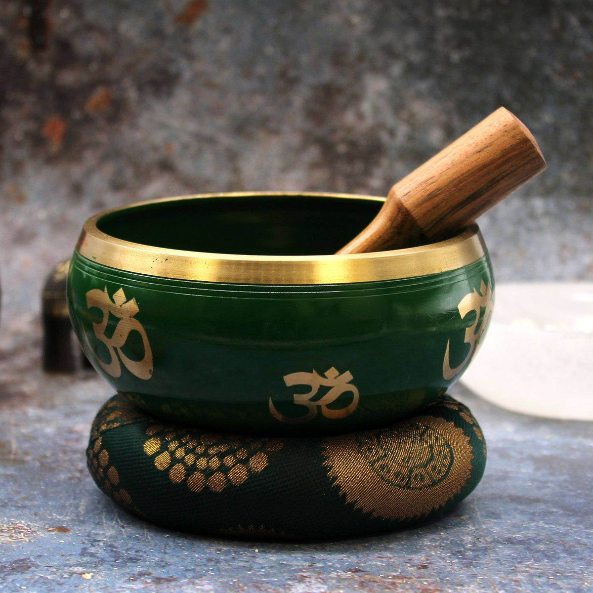 Klangschalen-Set – Lebensbaum grün – 14 cm