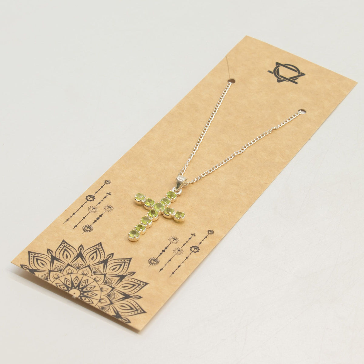 Anhänger – Devotional versilbert Kette – Peridot-Kreuz