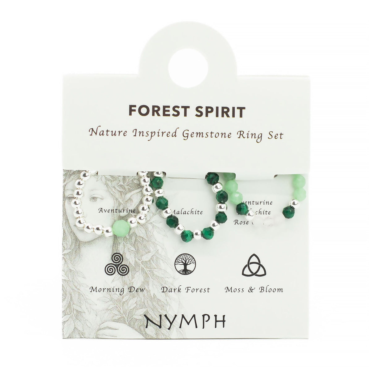Ring-Set – Edelstein Nymph Spirit – Forest Spirit