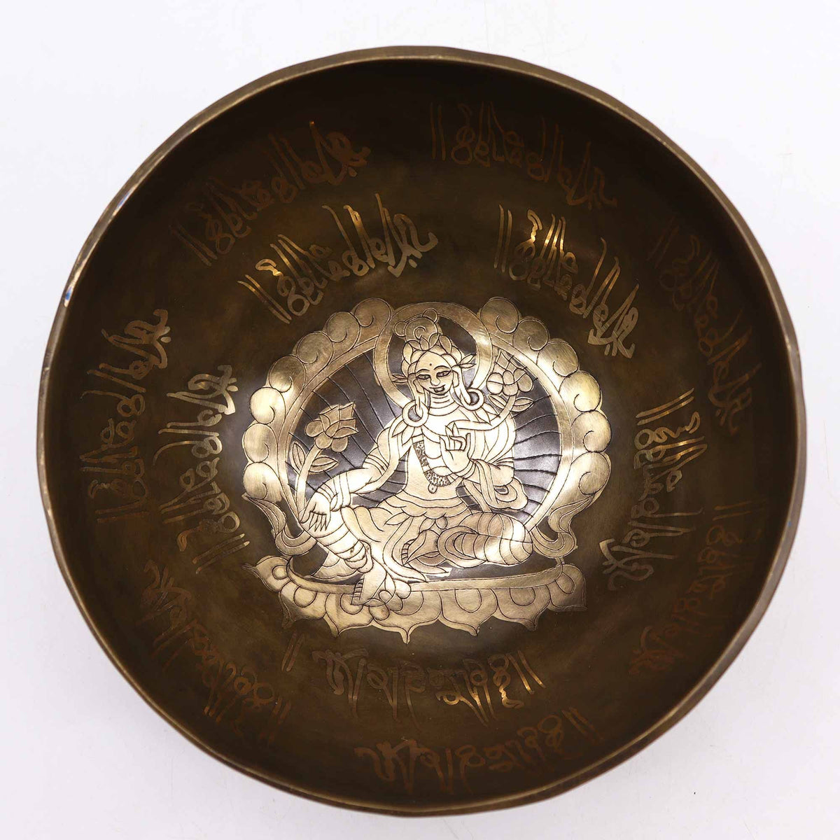 Klangschalen-Set – Messing Goldene Tara – 19 cm