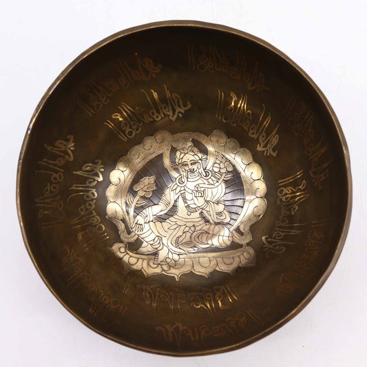 Klangschalen-Set – Messing Goldene Tara – 19 cm