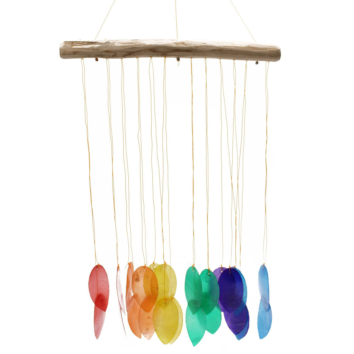 Windspiel Capiz – große Regenbogenblätter