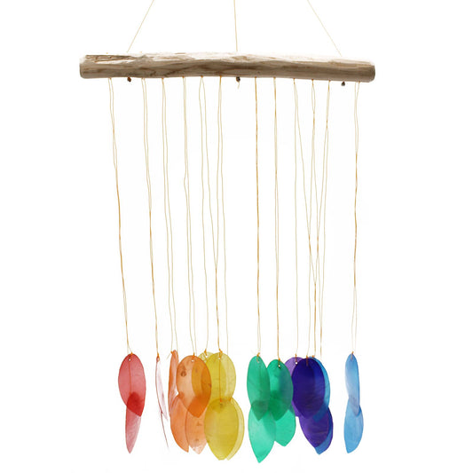 Windspiel Capiz – große Regenbogenblätter