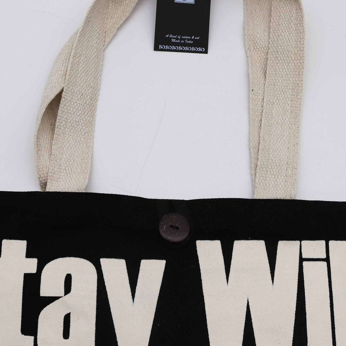 Einkaufstasche Baumwolle – Stay Wild, Moon Child – schwarz/natur