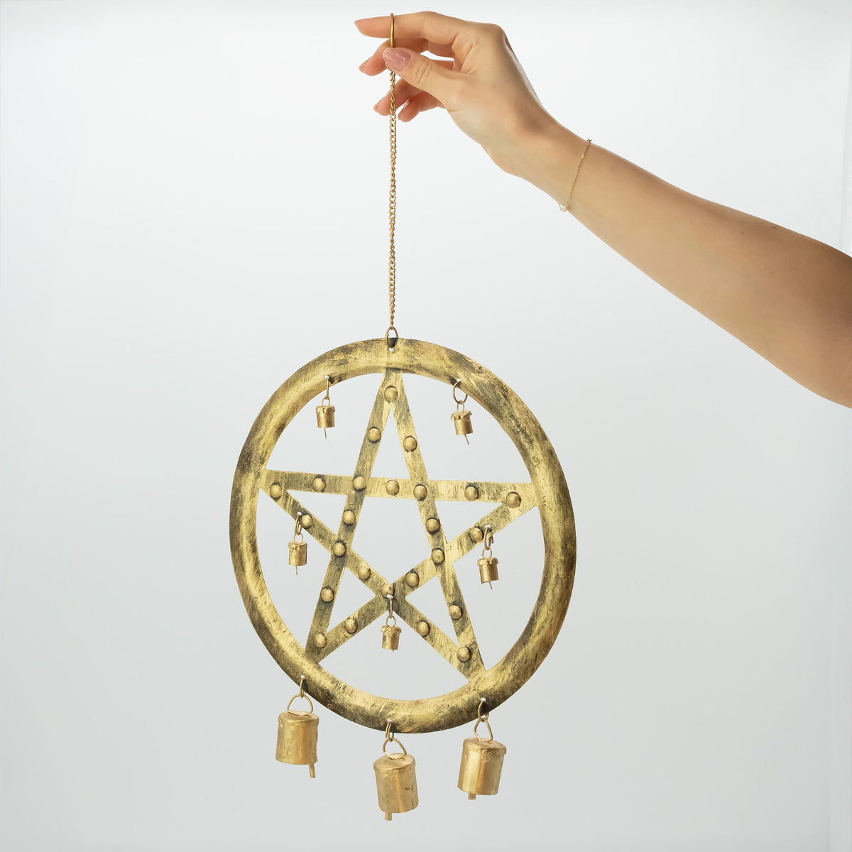 Glockenspiel – Pentagramm mit Kuhglocken – 49 cm