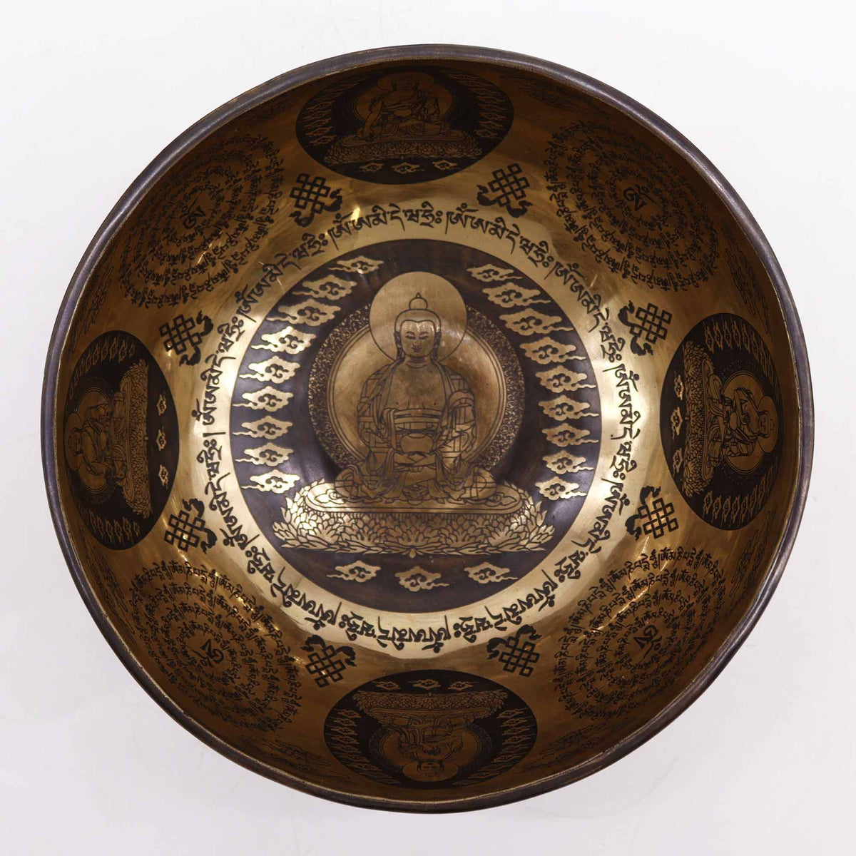 Klangschale graviert – Fünf Buddhas – 21 cm