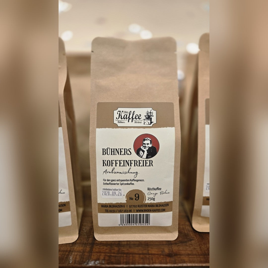 Rhön Kaffee Nr. 9 Bühners Koffeinfreier, ganze Bohne, 250 g