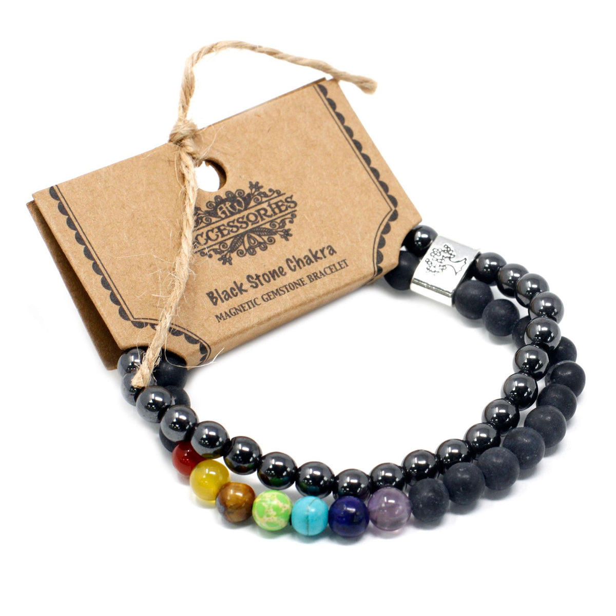 Armband – Magnet-Edelstein Chakra schwarz