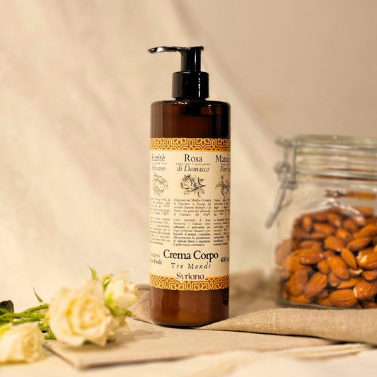 Körpercreme „3 Welten“ - Sheabutter, Mandel & Damaszener Rose von Syriana