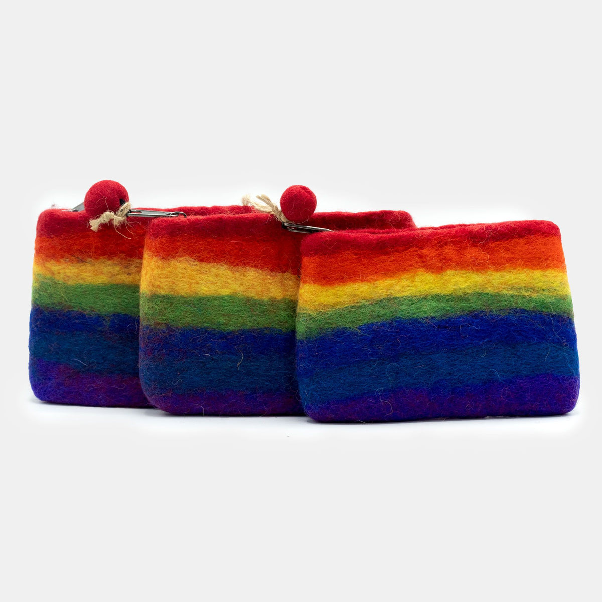 Filz-Reißverschlusstäschchen – Regenbogen – 3er-Set