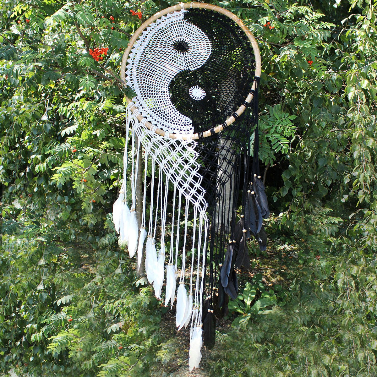 Bali-Traumfänger XL – Yin & Yang – 50 cm