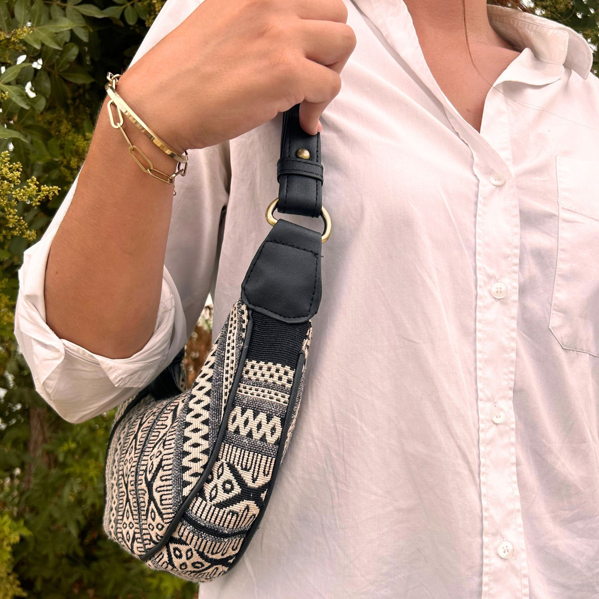 Hobo-Tasche – Jacquard – Grau Metro