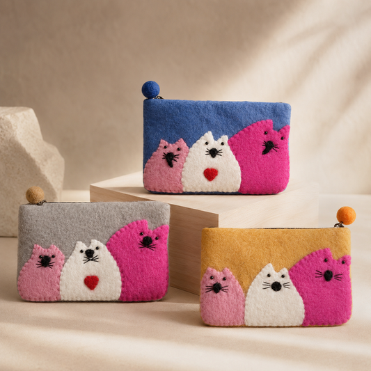 Filz-Täschchen – Drei dicke Katzen – 3er-Set