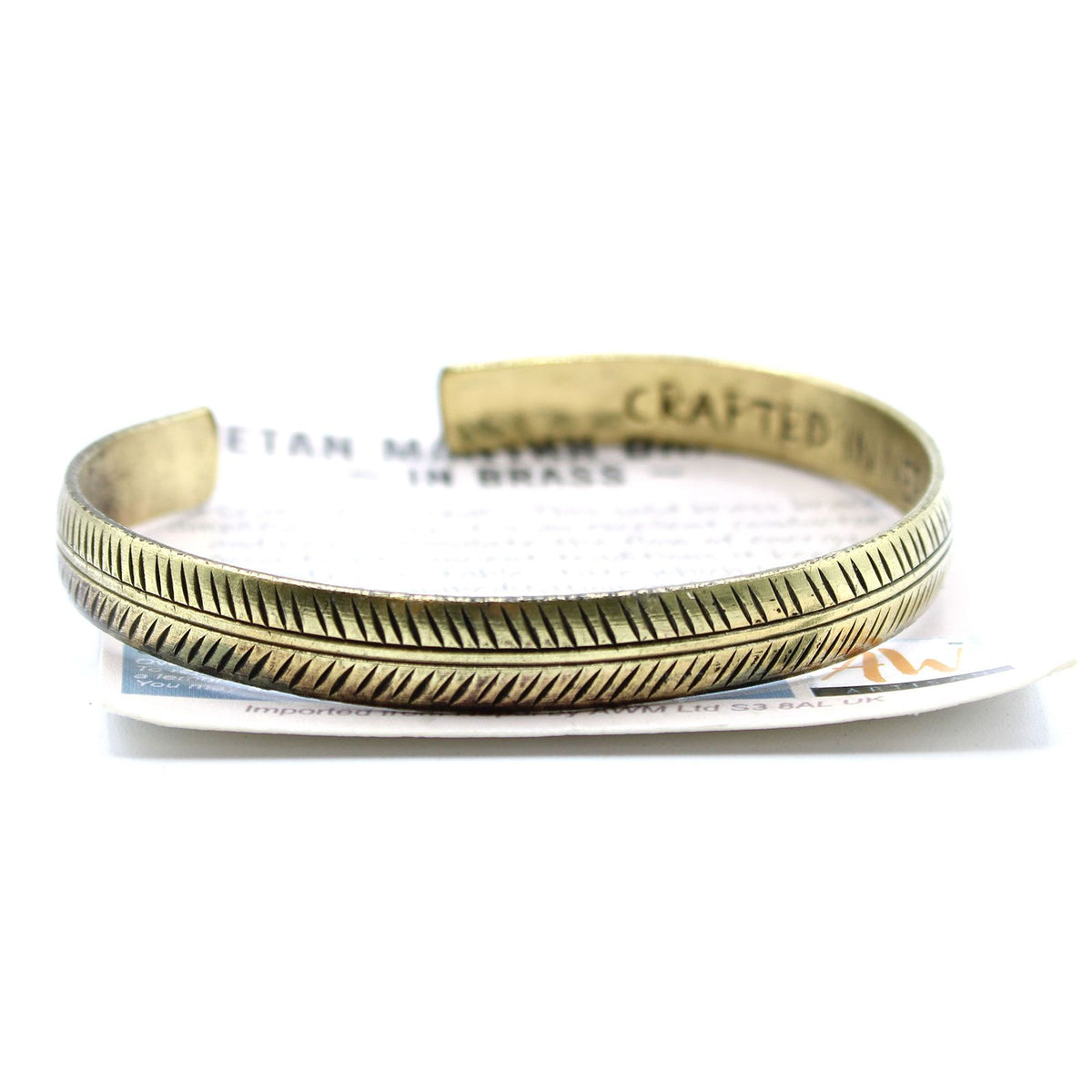 Armreif – tibetisch Messing Tribal-Blatt schmal