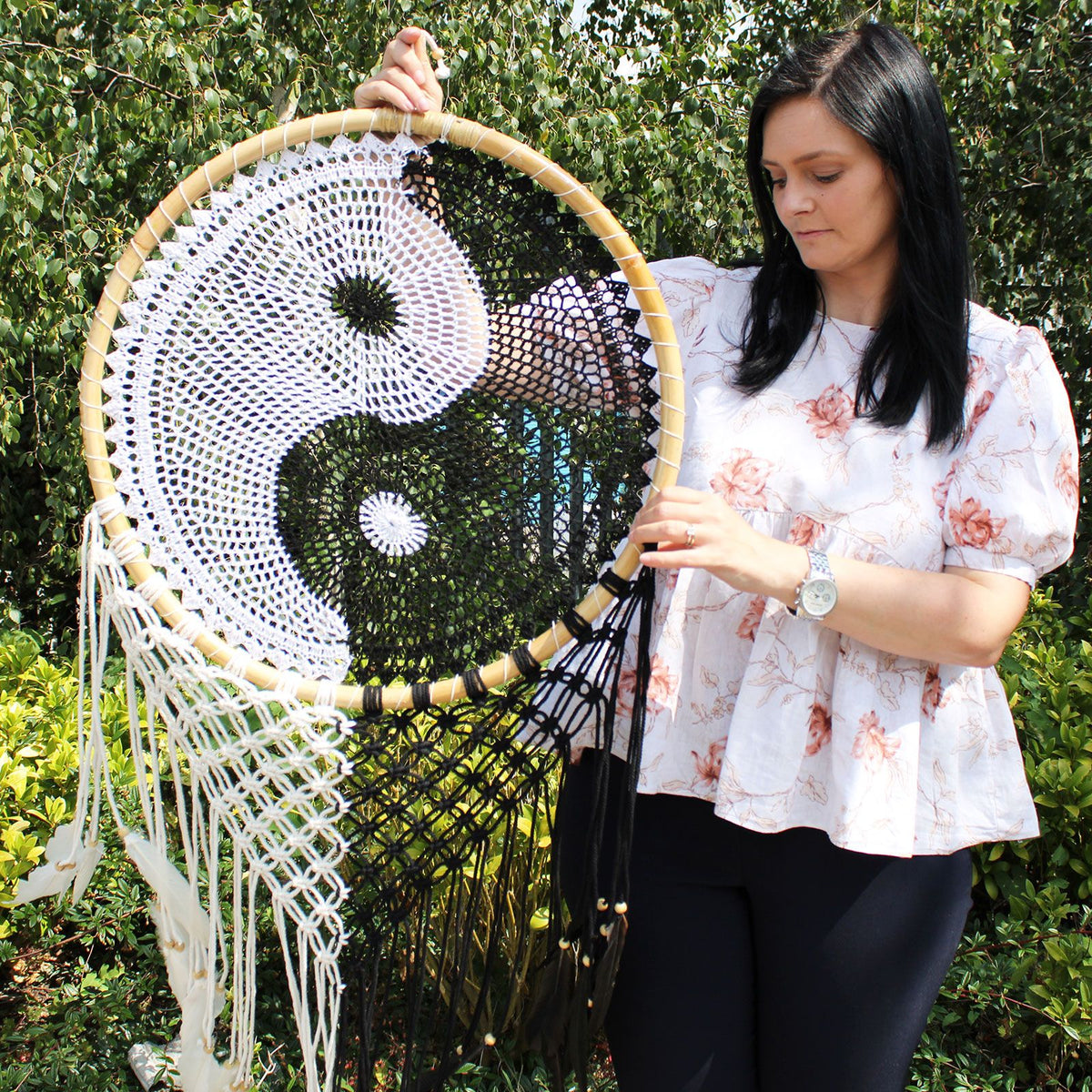 Bali-Traumfänger XL – Yin & Yang – 50 cm