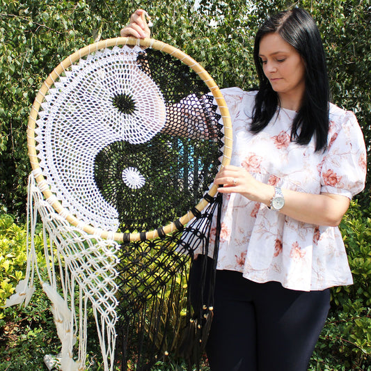 Bali-Traumfänger XL – Yin & Yang – 50 cm