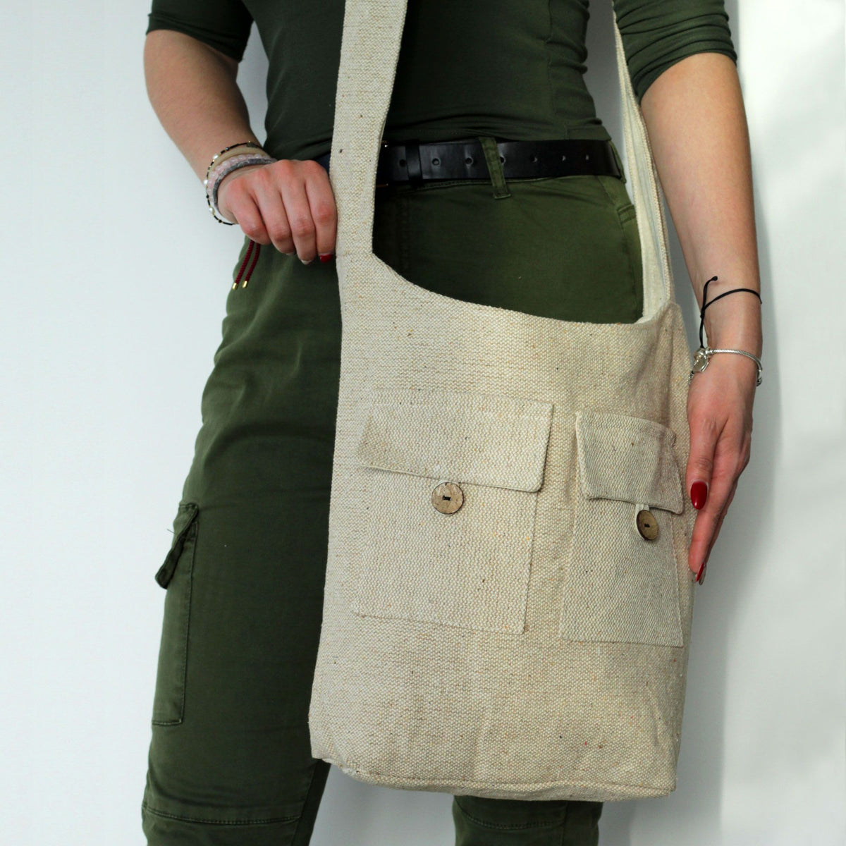 Tasche Naturtöne mit 2 Fächern – Natur – groß